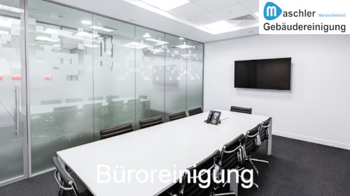 Büroreinigung - Reinigen von Arbeitsplätzen, Böden und Fenstern